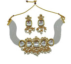 Jewel City Kundan Pearl Choker Necklace Set - Traditional Gold Plated Multi-Strand Pearl Jewelry with Earrings | Grocsy