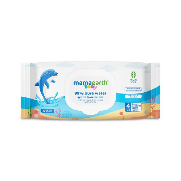 Mamaearth Baby 99% Pure Water Gentle Towel Wipes | Grocsy