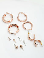 NVR Women's Set of 6 Rose Gold-Polished Contemporary Hoop Earrings | Grocsy