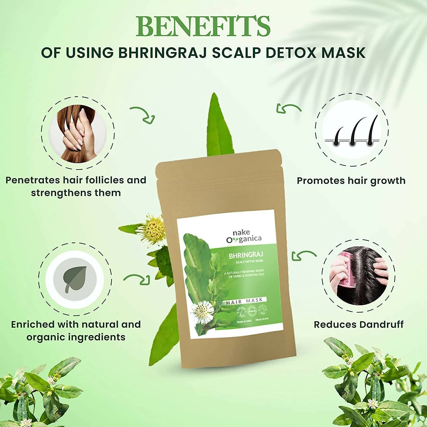Nake Organica Bringraj Scalp Detox Hair Mask | Grocsy