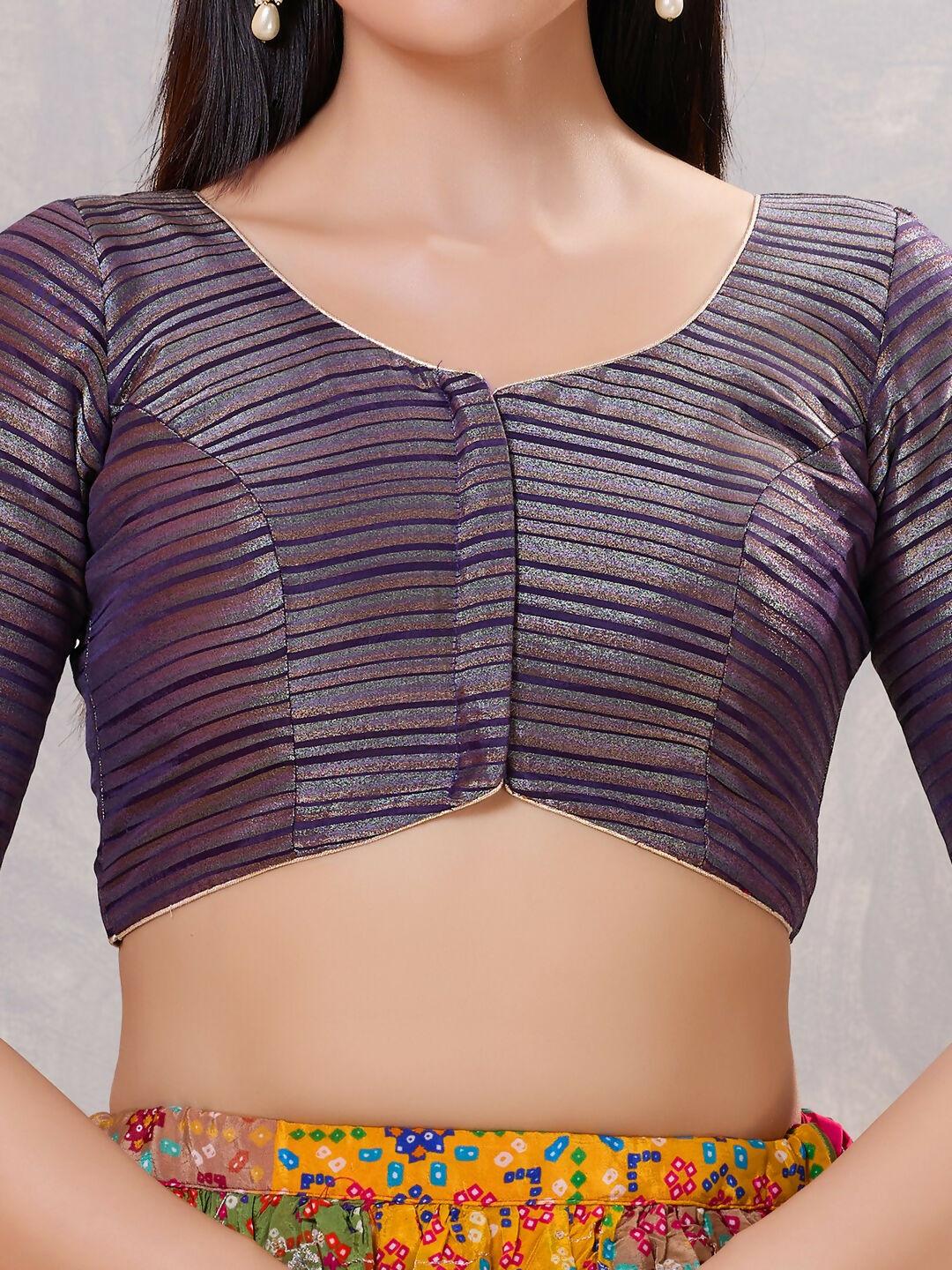 Joban Fashion Women Silk Brinjal Stitched Blouse | Grocsy