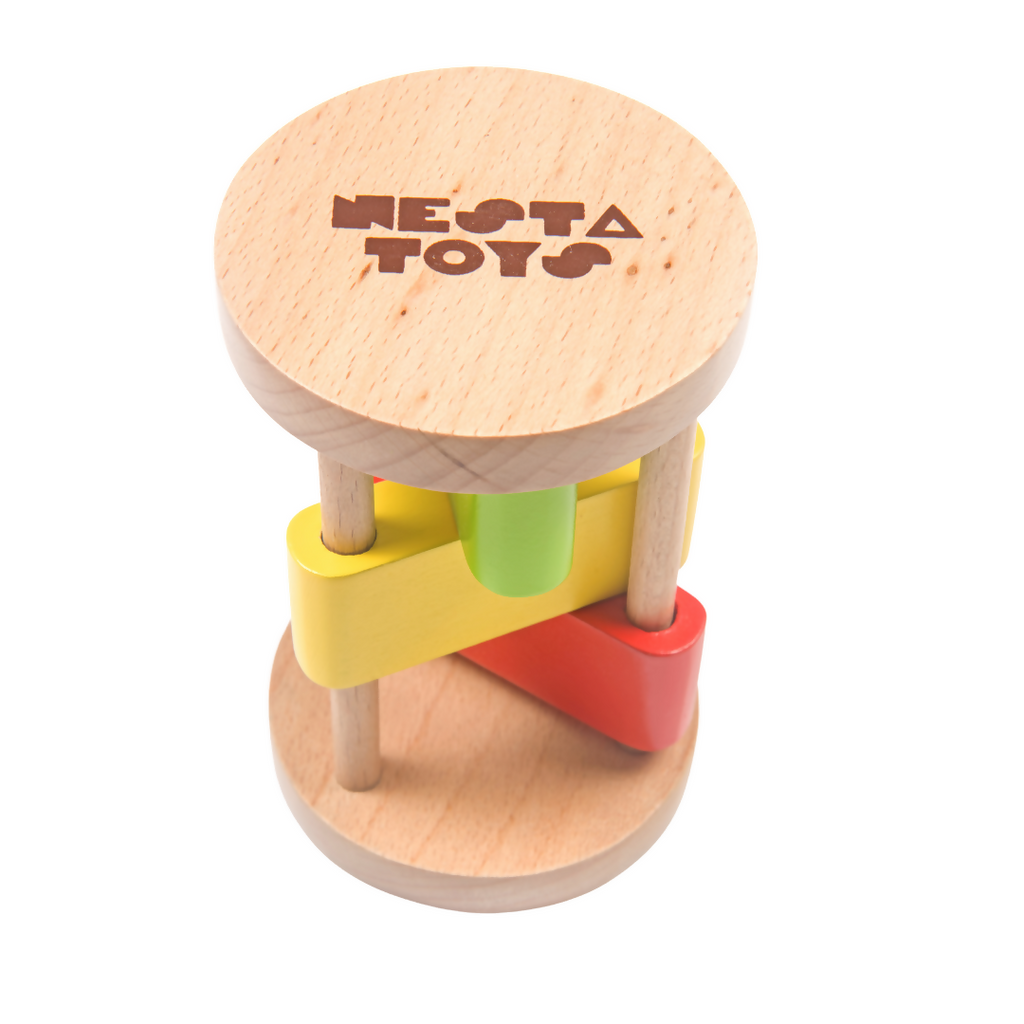 Nesta Toys Wooden Rattle Roll Clacker for Babies (6+ Months), Musical Toy for Sensory Exploration and Fine Motor Skills Development, Montessori Toy | Grocsy