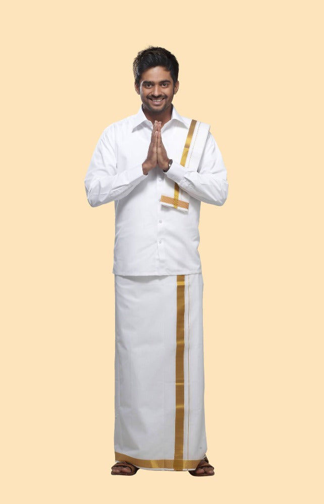Rajavivaha Cotton White Color Angavastram | Grocsy