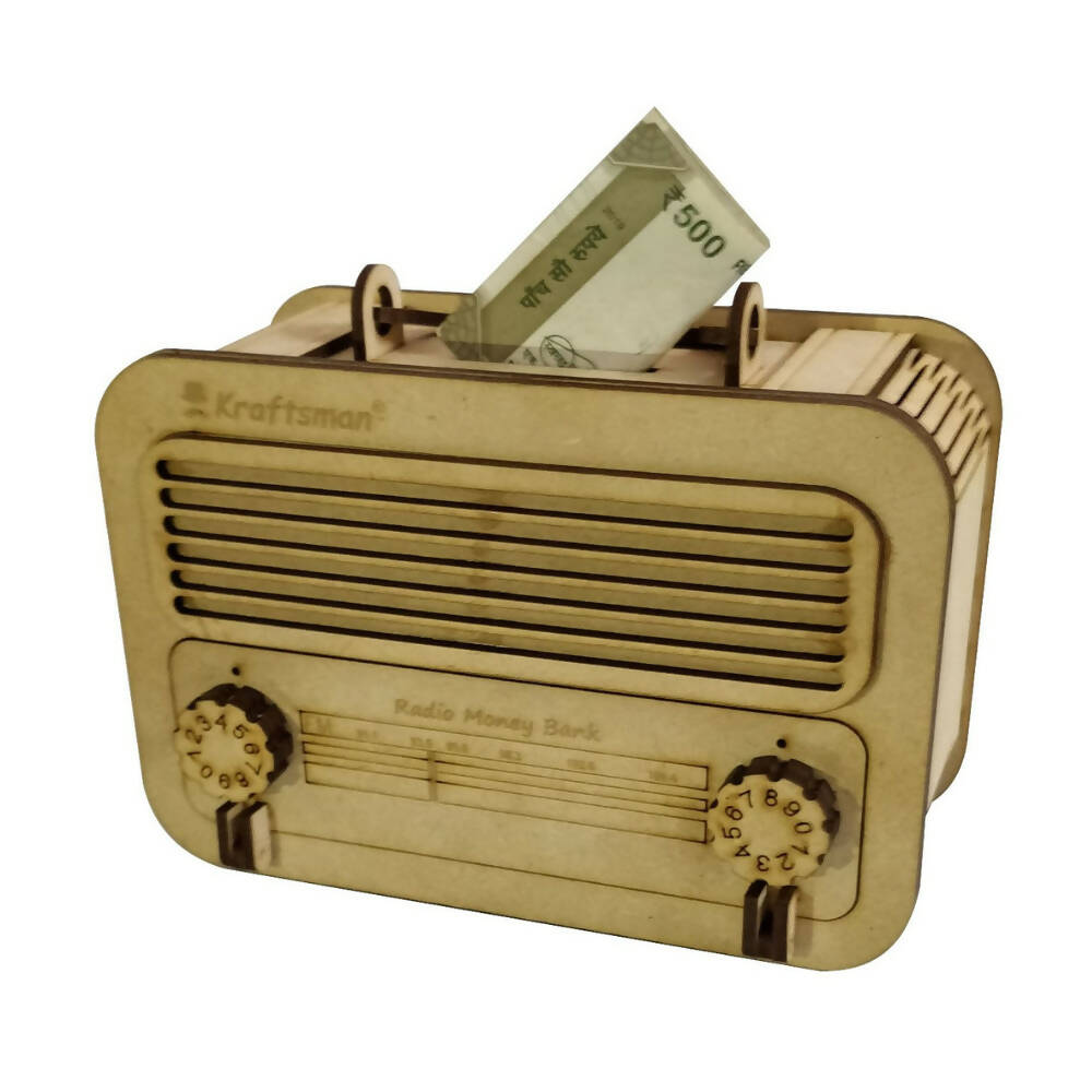 Kraftsman Wooden Money Safe For Kids And Adults | Make In India | Classic Radio Style | Grocsy