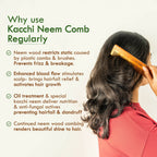 Nat Habit Kacchi Neem Wooden Comb - Soaked In 13 Herbs, Neem & Sesame Oil For Multi-Actions | Grocsy