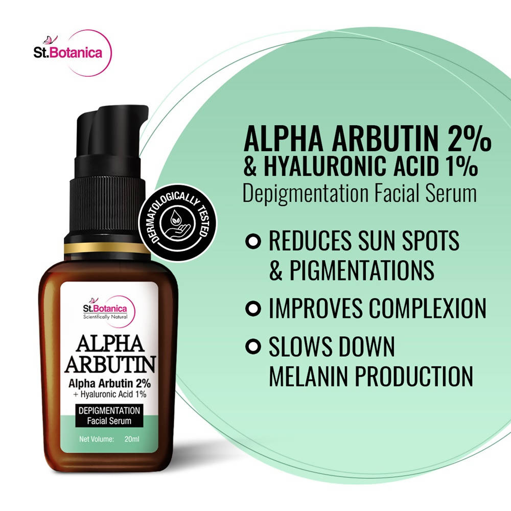 St.Botanica Alpha Arbutin 2% + Hyaluronic Acid 1% Depigmentation Facial Serum | Grocsy