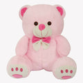 Webby Plush Cute Sitting Teddy Bear Soft Toys With Neck Bow And Foot Print, Pink | Grocsy