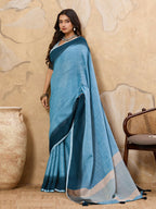 Shree Shyam Fashion Sky Blue Linen Saree | Grocsy