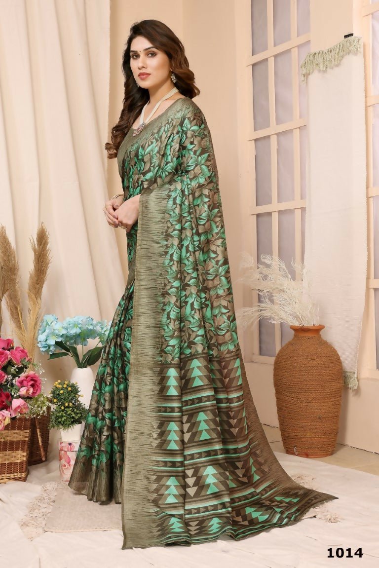 Aafreen Partywear Designer Green Khadi Fancy Saree | Grocsy