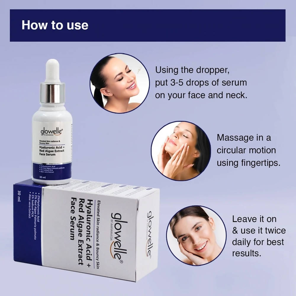 Aaryanveda Glowelle Hyaluronic Acid + Red Algae Face Serum | Grocsy