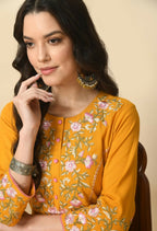 Joban Fashion Yellow Cotton Rayon Kurta Set | Grocsy