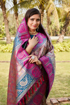 Vastranavya Boutique Collection Kanjivaram Soft Silk Saree With Unstitched Blouse -  Dark_Peach | Grocsy