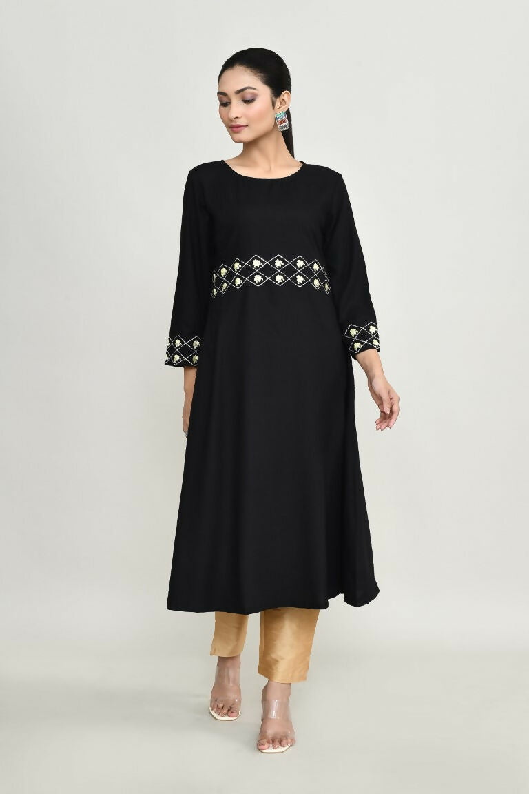 Joban Fashion Black Rayon Kurta Set | Grocsy