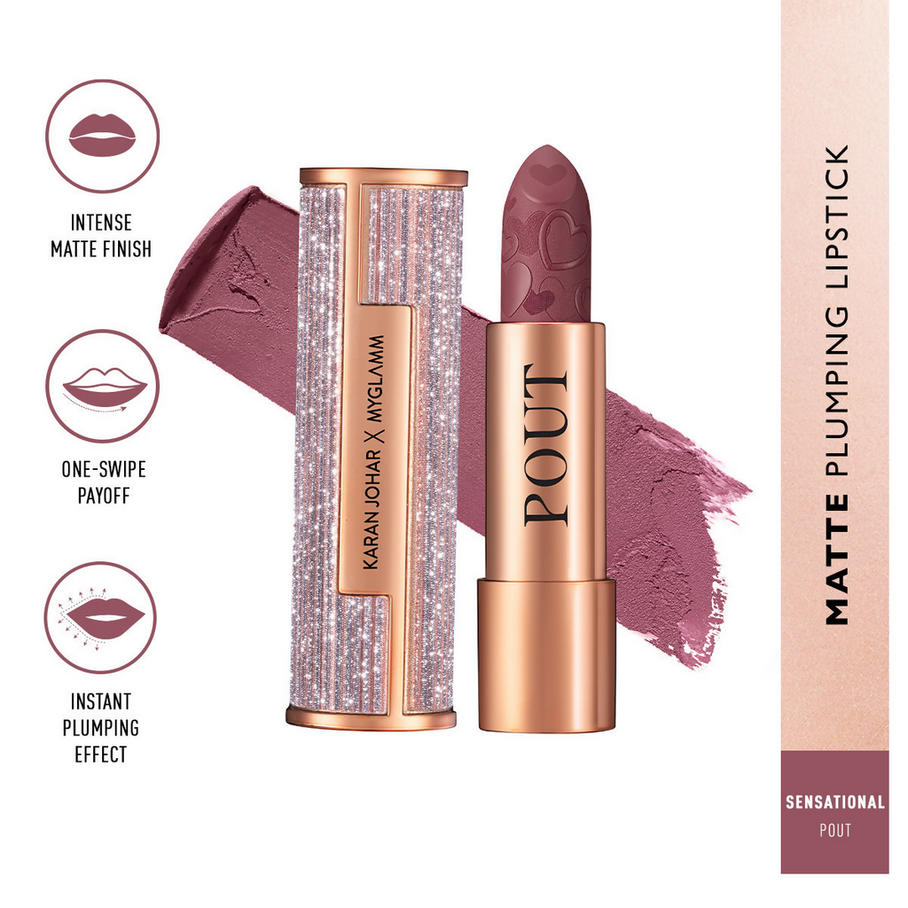 MyGlamm Pout By Karan Johar Intense Matte Plumping Lipstick - Sensational Pout | Grocsy