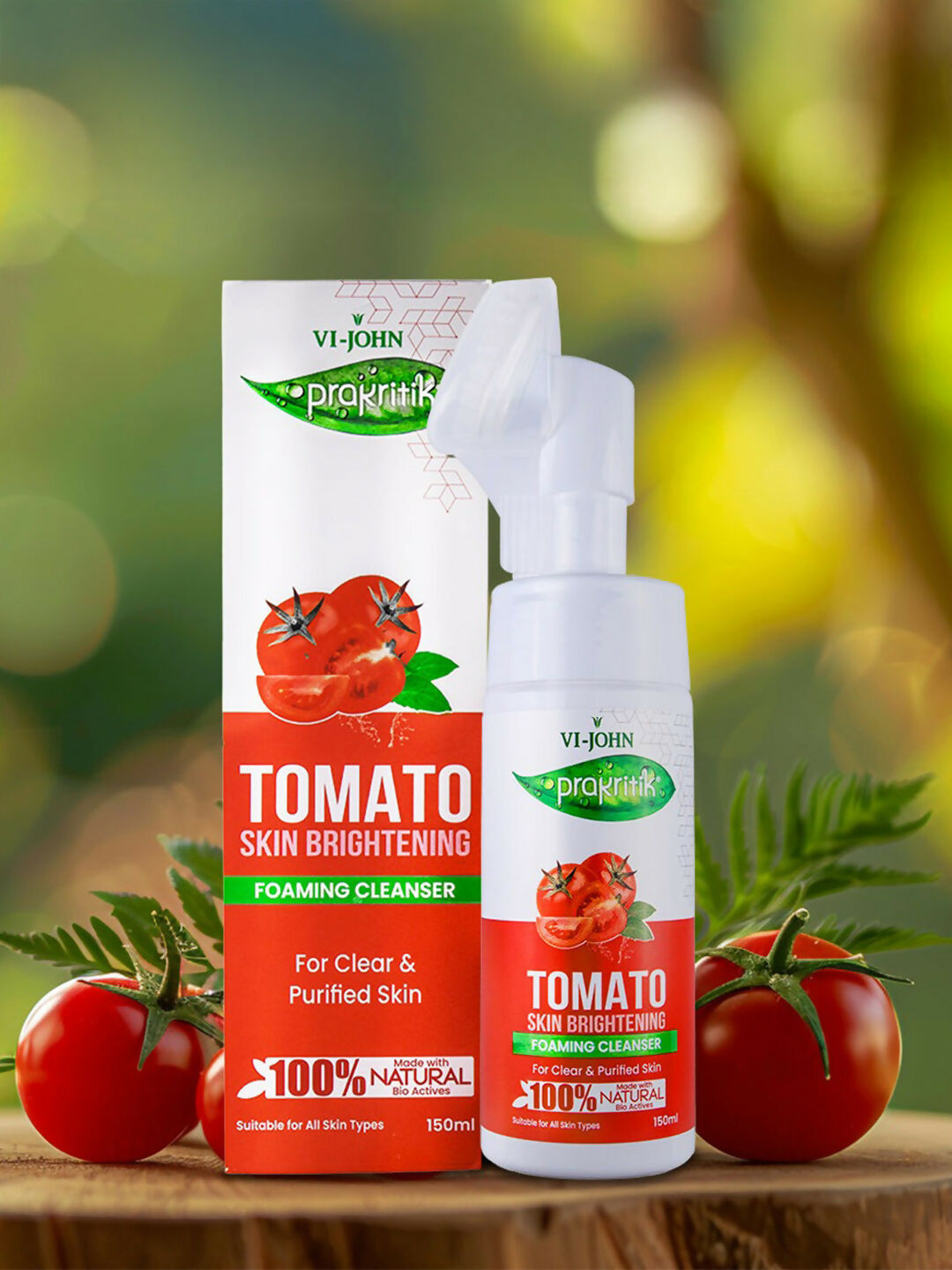 VI-JOHN Prakritik Tomato Skin Brightening geling For Detans,100% Natural Bio Actives Face Wash | Grocsy