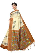 Vamika Multicolor & Brown Kalamkari With Jhalar Khadi Silk Saree | Grocsy
