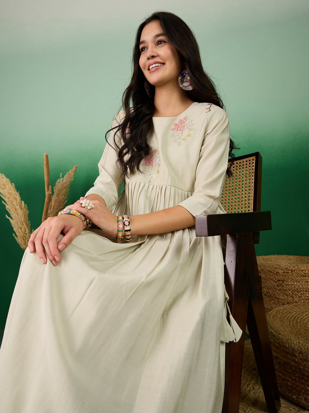 Green Embroidered Muslin Kurta and Trouser - Berlin | Grocsy
