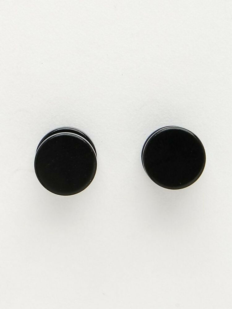 NVR Men's Black Rhodium Plated Studs Earrings | Grocsy