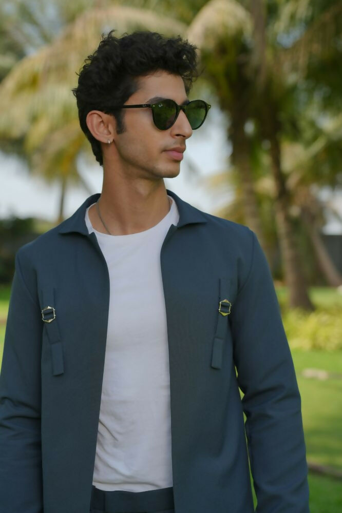 Gridon Dark Greish Shacket by Hilo Design | Grocsy