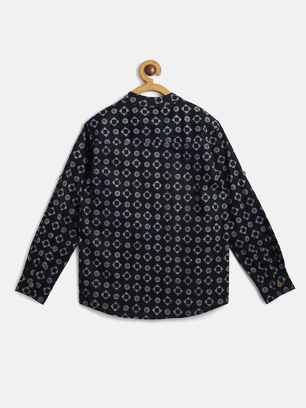 Manet Ethnic Full Sleeves Circle Printed Shirt - Black | Grocsy