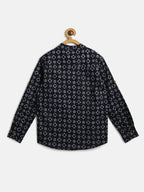 Manet Ethnic Full Sleeves Circle Printed Shirt - Black | Grocsy