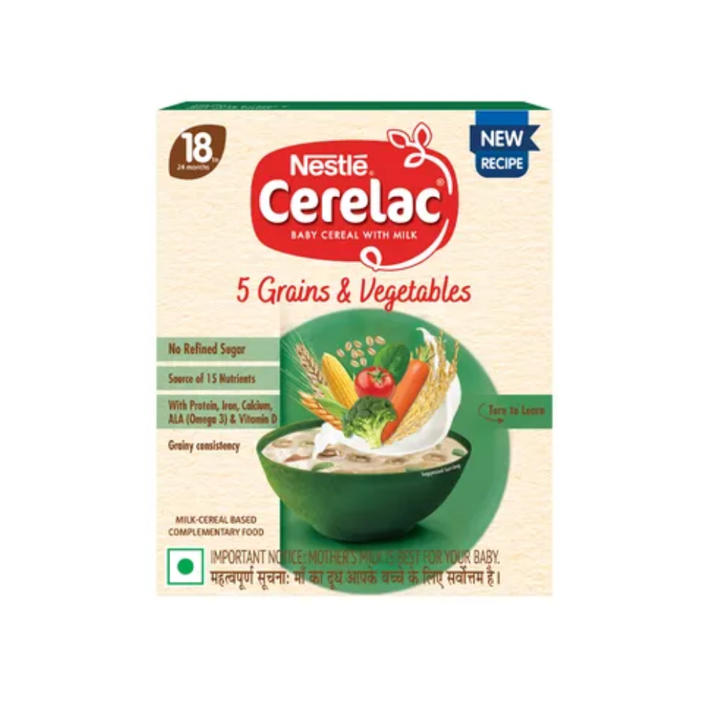 Nestle Cerelac Baby Cereal with Milk, 5 Grains & Vegetables ? from 18 to 24 Month | Grocsy