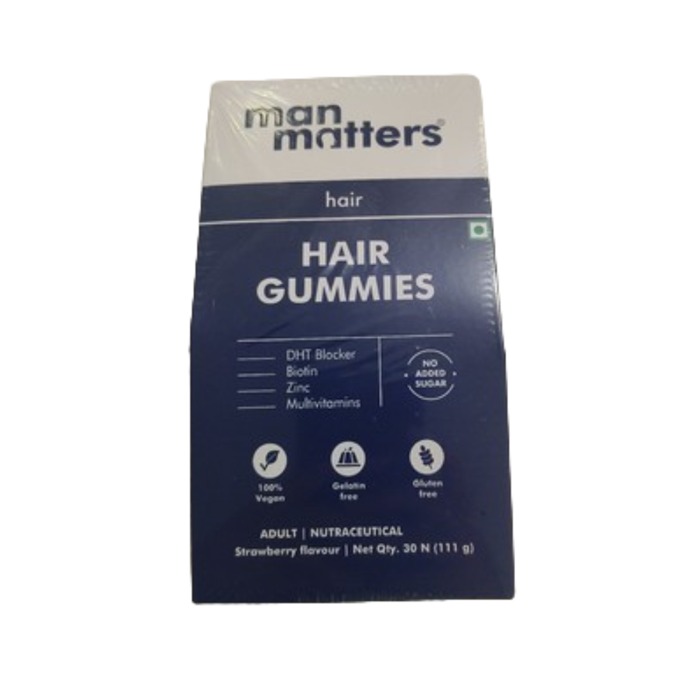 Man Matters Biotin Stage 1 Hair Loss Kit - Hair Gummies & Anti Hair Fall Shampoo With DHT Blocker, Biotin & Caffeine | Grocsy