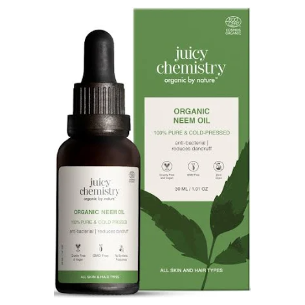 Juicy Chemistry Pure & Organic Neem Oil For Cold Pressed Carrier Oil | Grocsy