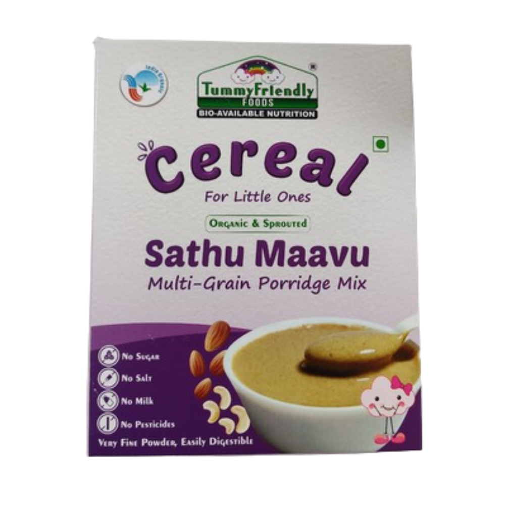 TummyFriendly Foods Organic Sprouted Sathu Maavu Porridge Mix ,Made of Sprouted Ragi, Whole Grains, Pulses & Nuts | Grocsy