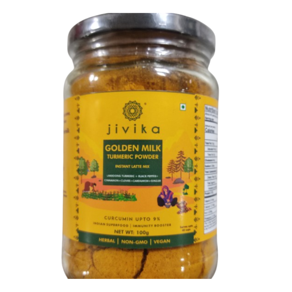 Jivika Naturals Lakadong Turmeric Haldi Kadha Latte Spice Mix | Grocsy