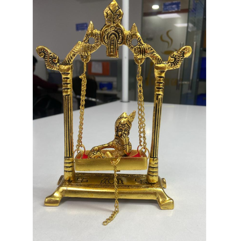 KridayKraft Laddu Gopal on Jhulla Palana Metal Statue