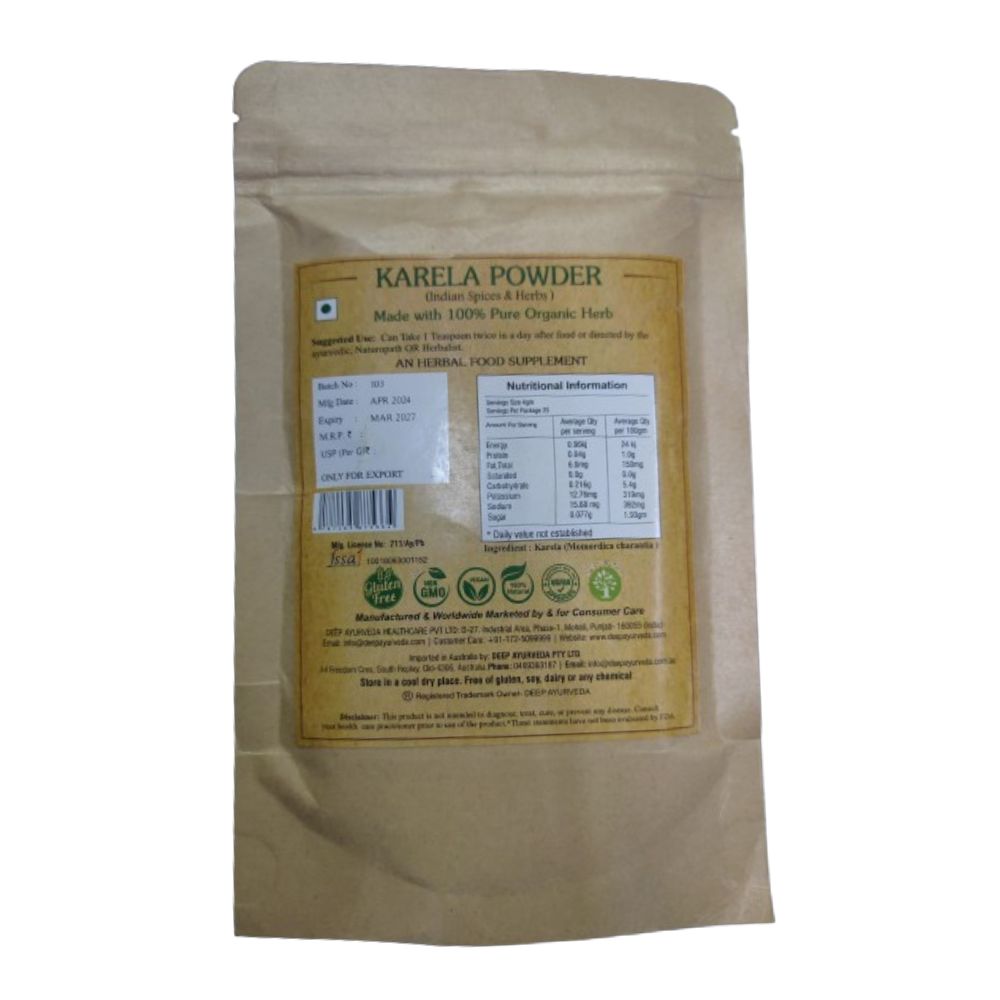 Deep Ayurveda Organic Karela Powder (Bitter Gourd) | Grocsy