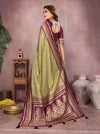 Aastha Fashion Mehndi Kalamkari Silk Weaving Saree | Grocsy
