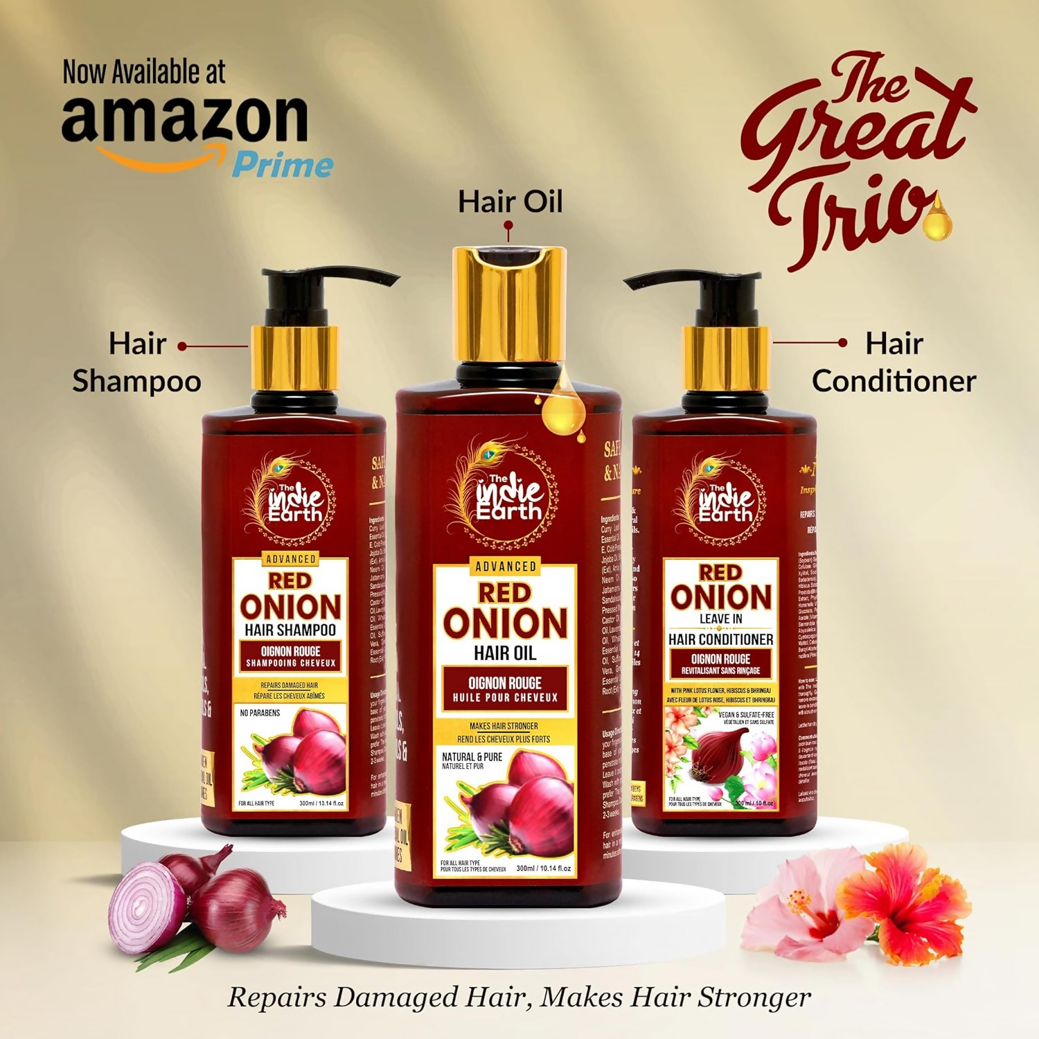 The Indie Earth Advanced Red Onion Hair Care Trio | Grocsy
