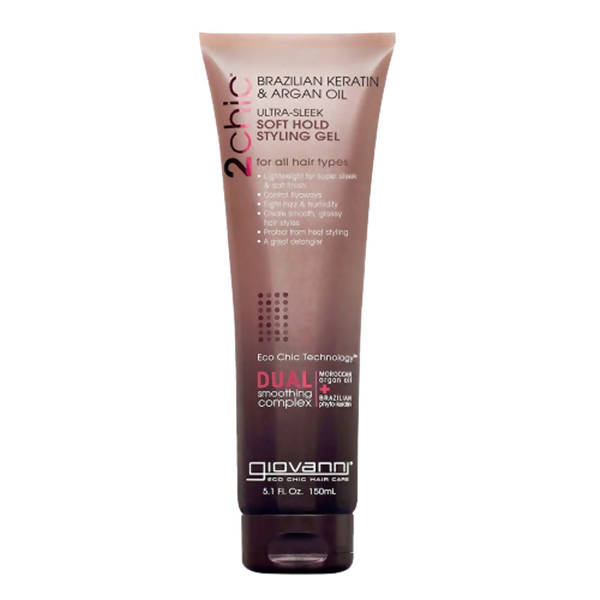 Giovanni Organic 2Chic Brazilian Keratin & Argan Oil Ultra-Sleek Soft Hold Styling Gel | Grocsy