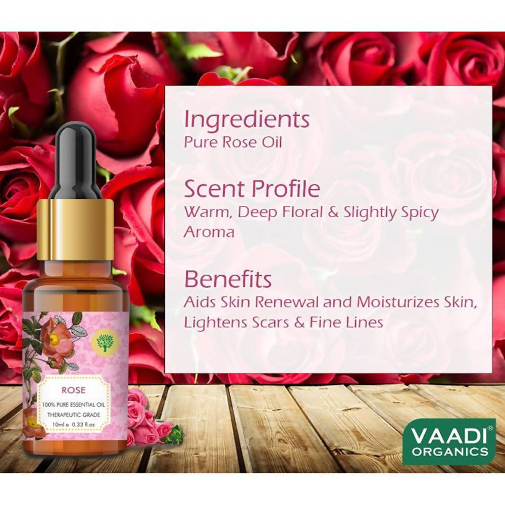 Vaadi Herbals Rose 100% Pure Essential Oil Therapeutic Grade 10 Ml | Grocsy
