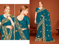 PR Fashion Morpeth Fendi Two Tone Silk Heavy Zari Embroidery Work With Zircon Work Saree | Grocsy