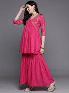 Ahalyaa Women's Traditional Wear Co-ods - Pink | Grocsy