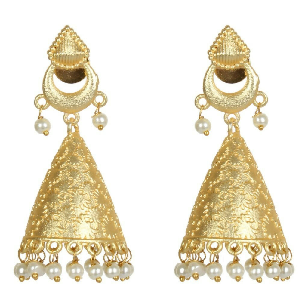 Joban Fashion Women Matte Gold Brass Jhumka | Grocsy