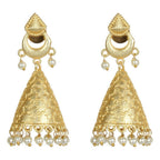 Joban Fashion Women Matte Gold Brass Jhumka | Grocsy