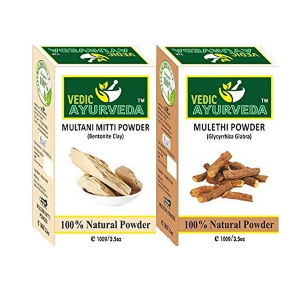 VedicAyurveda Multani Mitti Powder and Mulethi Powder | Grocsy
