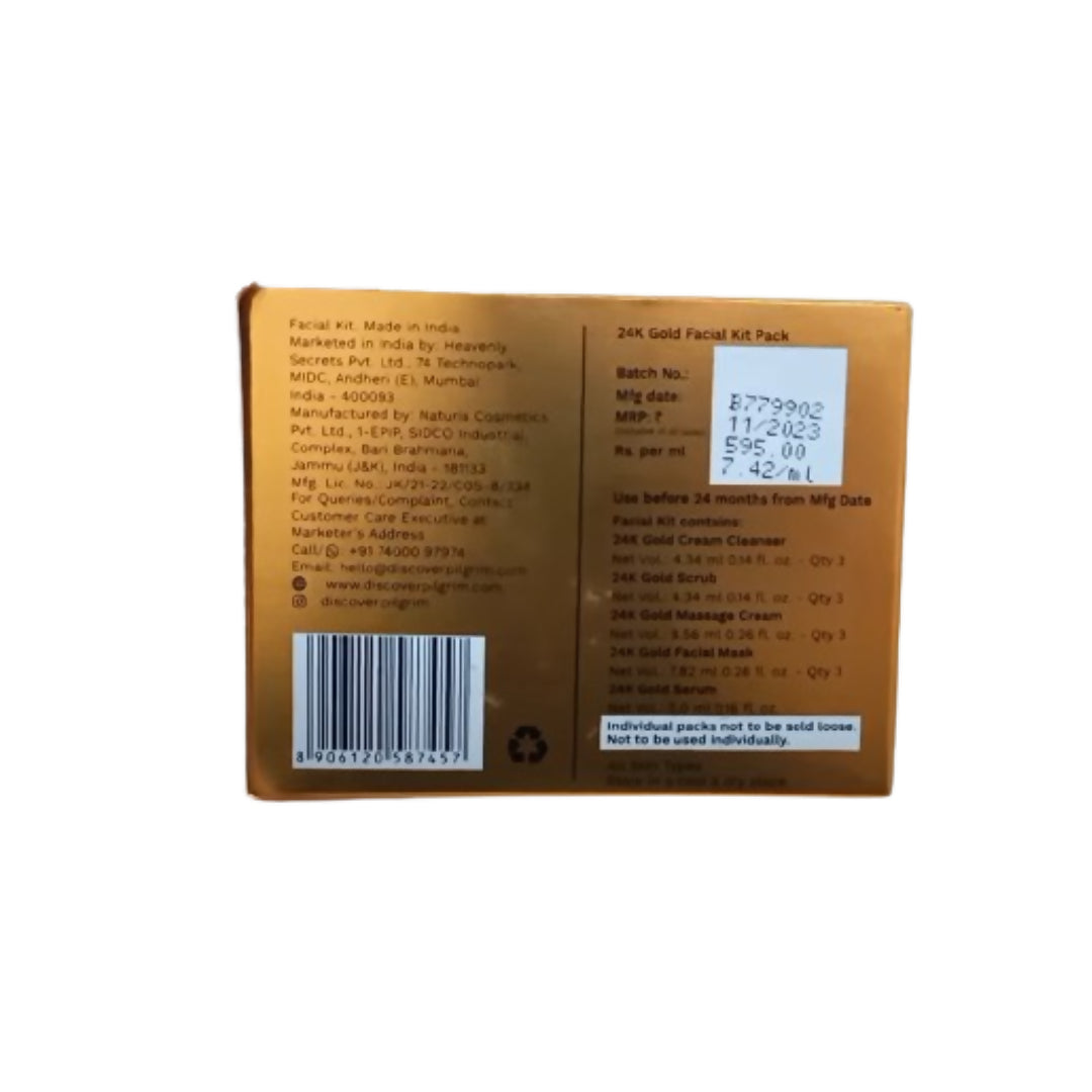 Pilgrim 24K Gold Facial Kit For Golden Glow | Grocsy