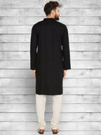 Even Apparels Pure Cotton Black Kurta - Black | Grocsy