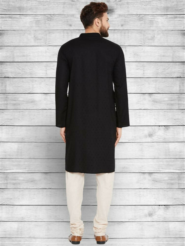 Even Apparels Pure Cotton Black Kurta - Black | Grocsy