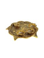 Golden Peacock Gold Toned Metallic Pooja Thali | Grocsy