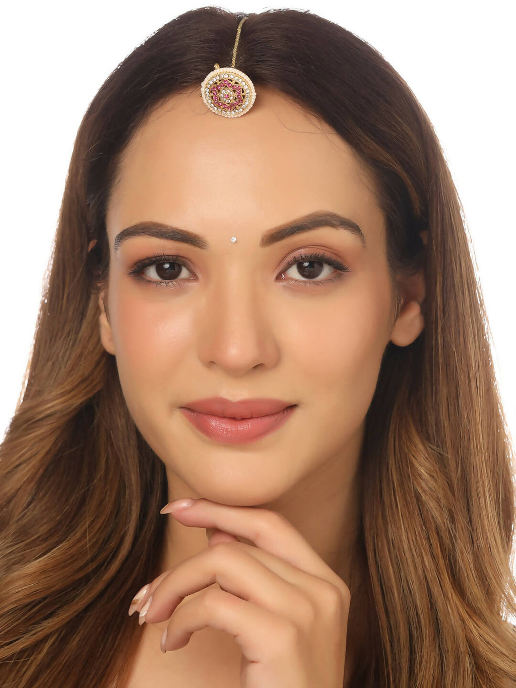 NVR Women's Trending Stylish Gold-Polished Maang Tikka | Grocsy