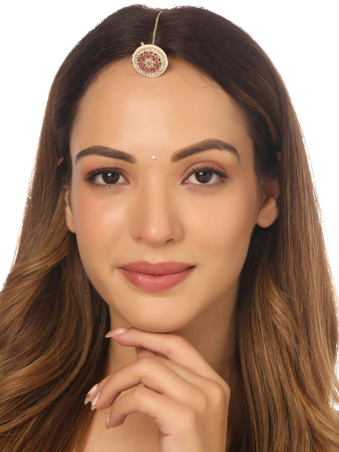 NVR Women's Trending Stylish Gold-Polished Maang Tikka | Grocsy