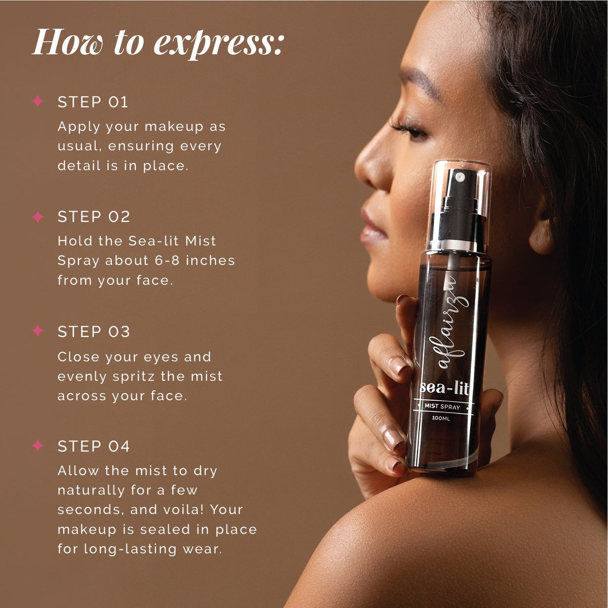 Aflairza Sea-lit Makeup Fixing Spray for Long-Lasting Hold, Sweat & Humidity Resistant | Grocsy