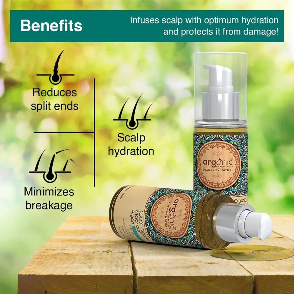 Aaryanveda Arganic Organic Moroccan Argan Hair Oil | Grocsy
