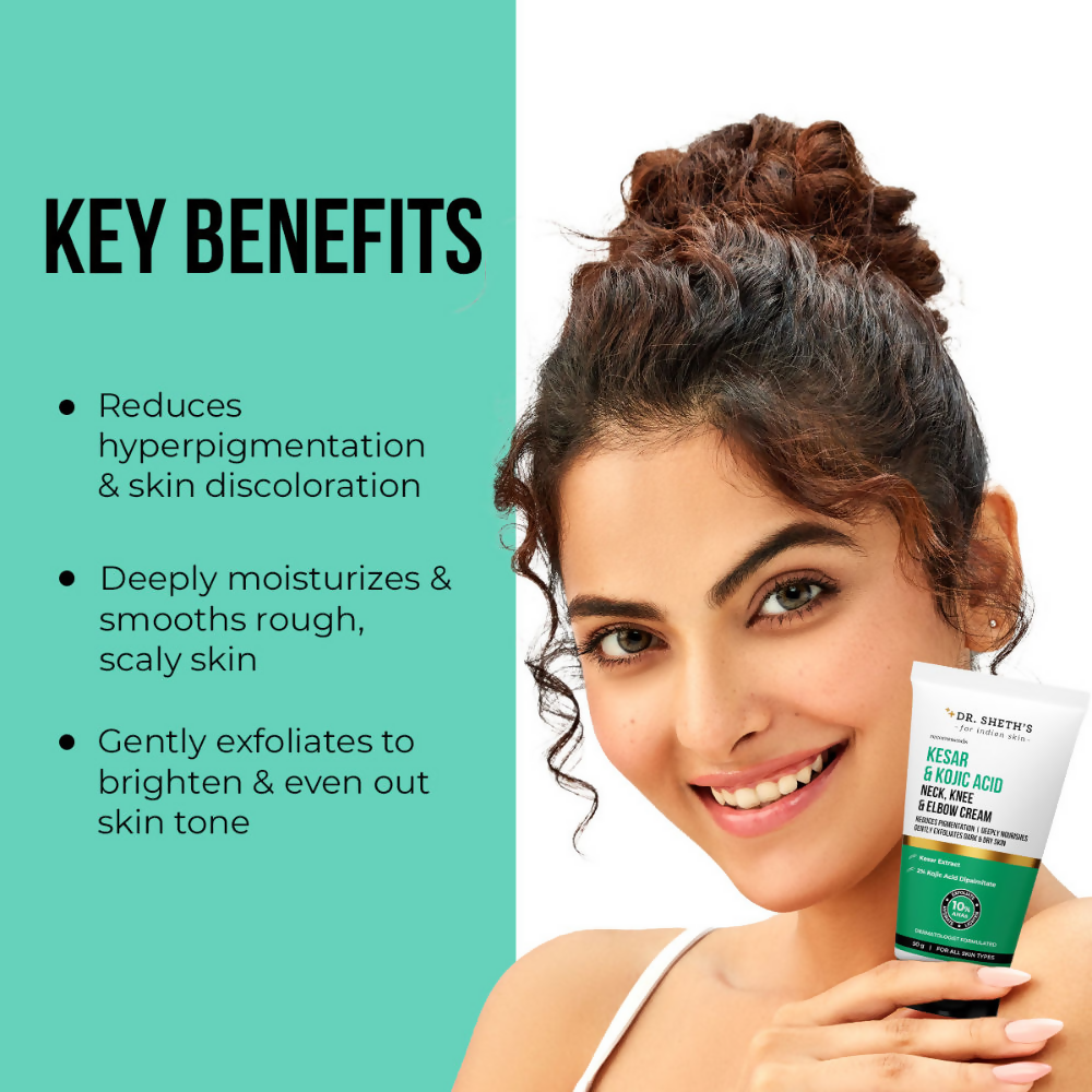 Dr. Sheth's Kesar & Kojic Acid Neck Knee & Elbow Cream | Grocsy
